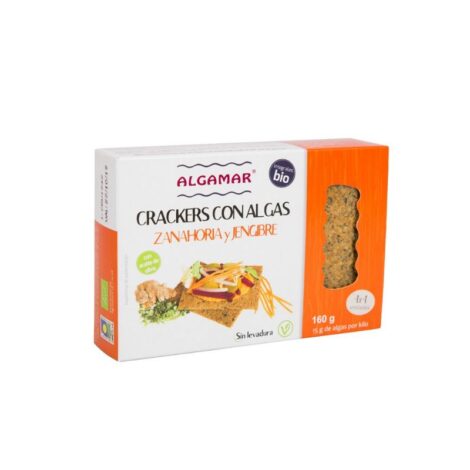 Crackers Integrais De Espelta Com Algas, Cenoura E Gengibre 160g - Algamar