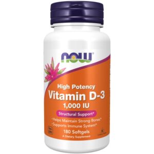 Vitamin D-3 1000 IU – Now – 180 cápsulas moles