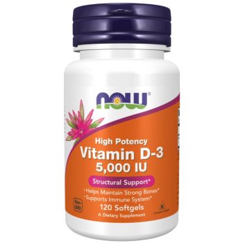 Vitamin D-3 5000 IU – Now – 120 Cápsulas Moles