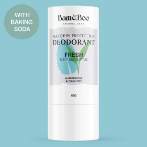 O Desodorizante Natural Bam & Boo Fresh Menta e Eucalipto é uma mistura revigorante de menta e eucalipto, com uma sensação de frescor que dura o dia todo.